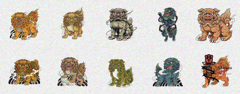 10 Shisa Designs Draw Along Practice Sheet #1 Flash Sheet all designs included