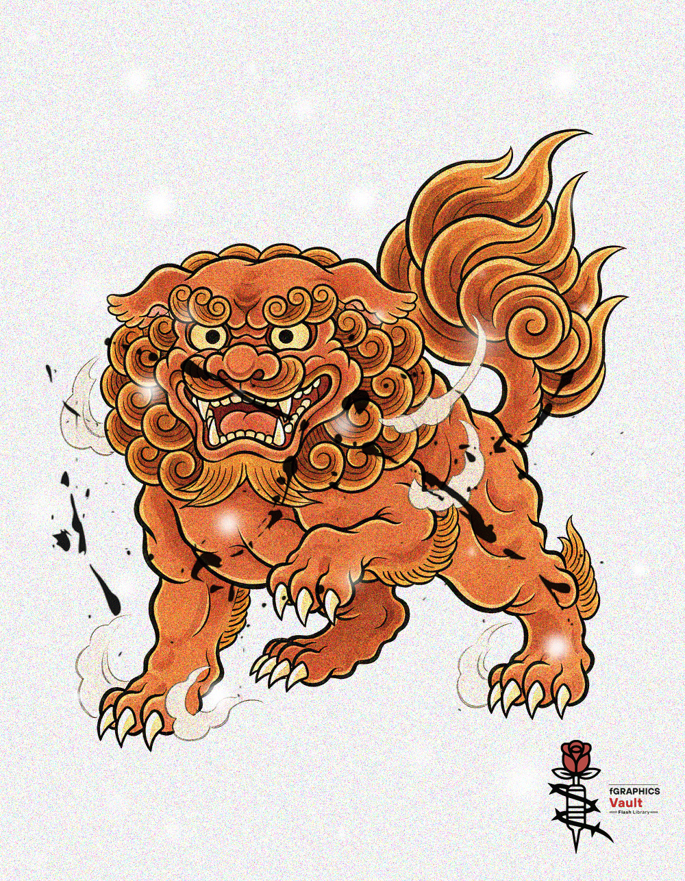 Completed Okinawan Shisa reference illustration