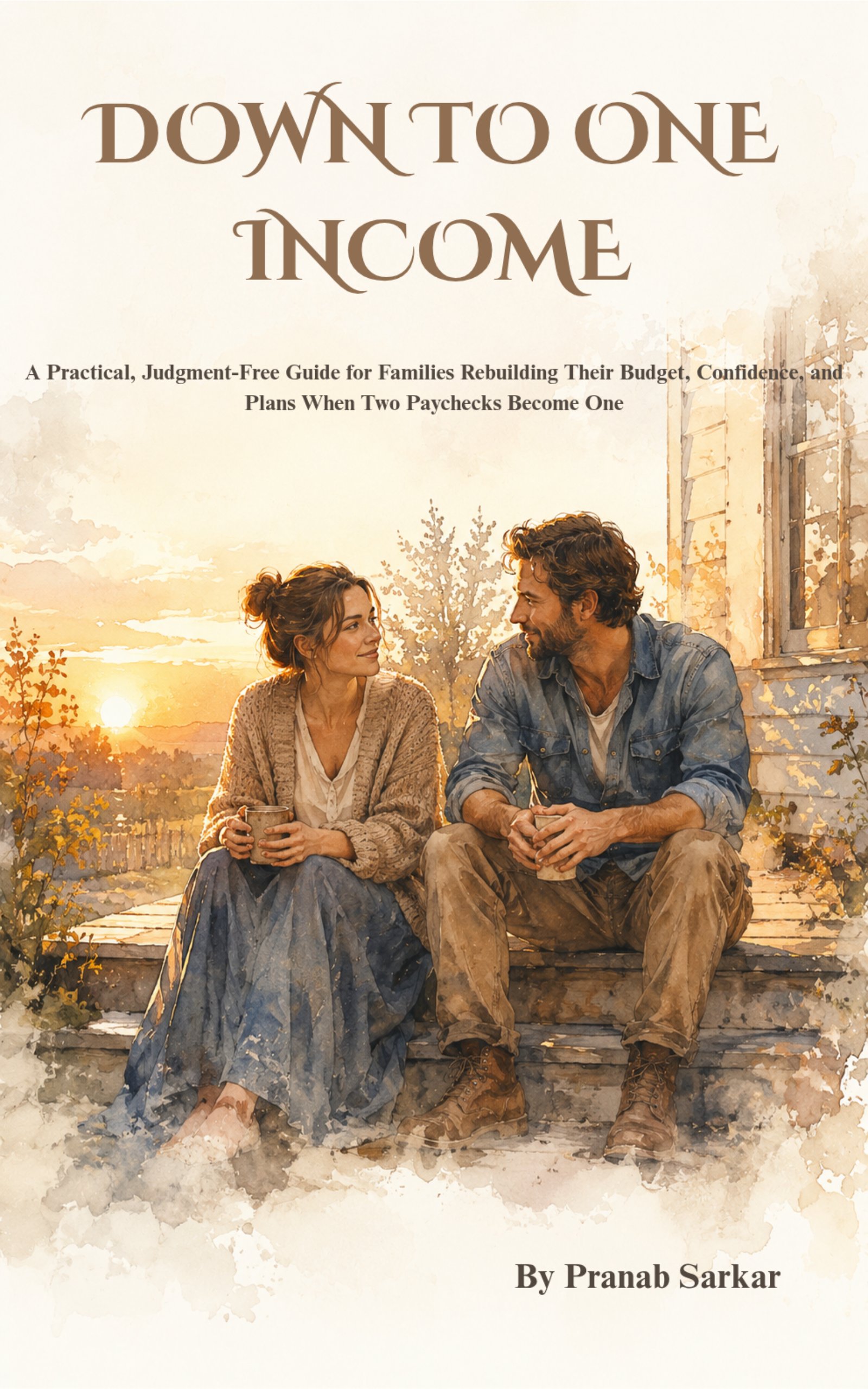 "Down to One Income book cover — a family budgeting guide for households moving from two incomes to one"