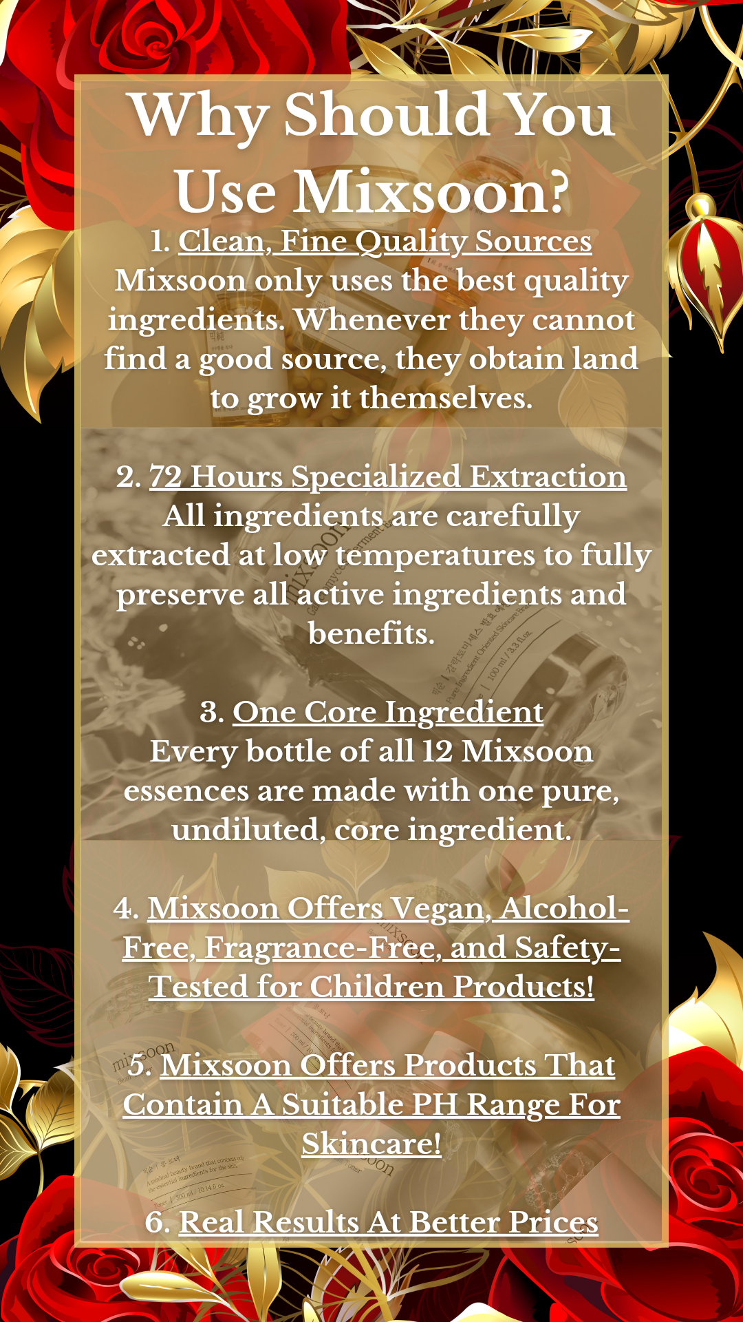 An image describing why consumers should use Mixsoon products.