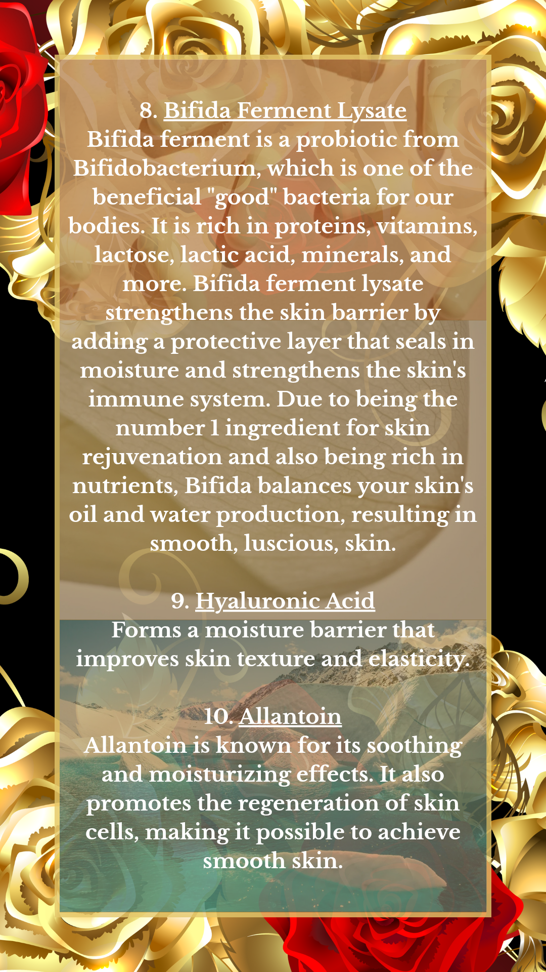 Another image describing what ingredients are contained in Mixsoon products.