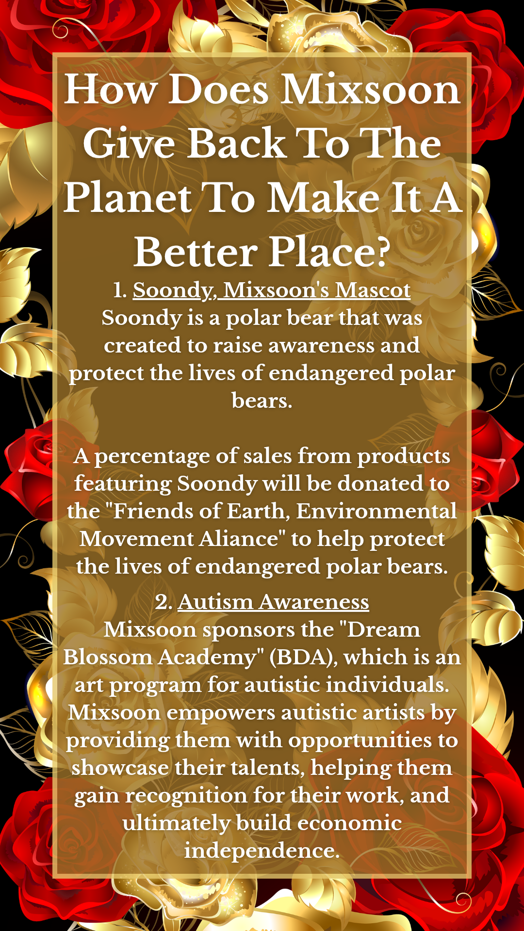 An image describing how the Korean skincare brand Mixsoon gives back to the community.