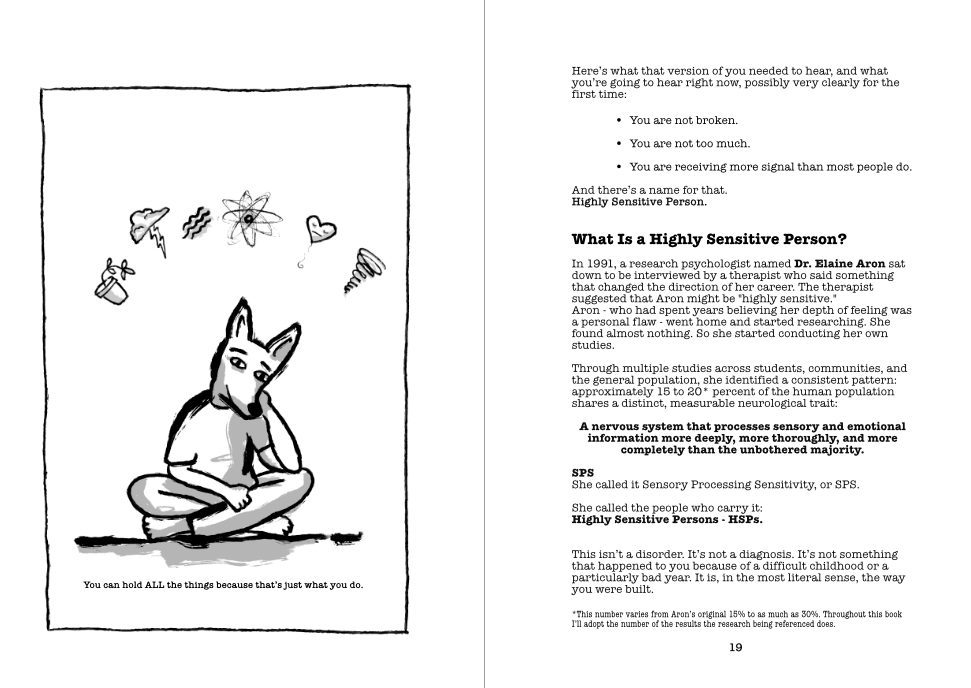 Page spread The Highly Sensitive Person: An Illustrated Field Guide