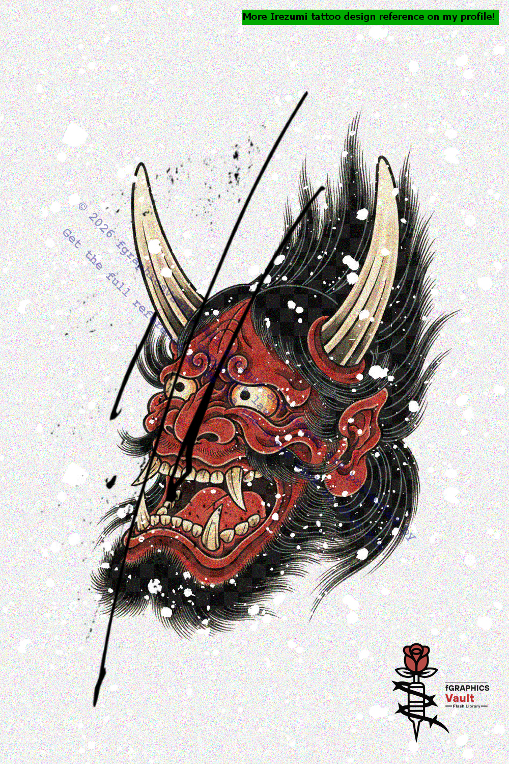 Traditional Oni Mask educational drawing reference