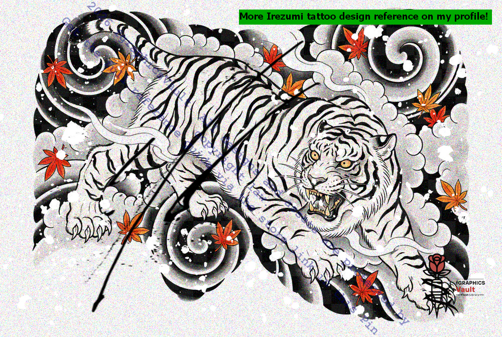 Byakko White Tiger draw-along practice sheet with full-color reference