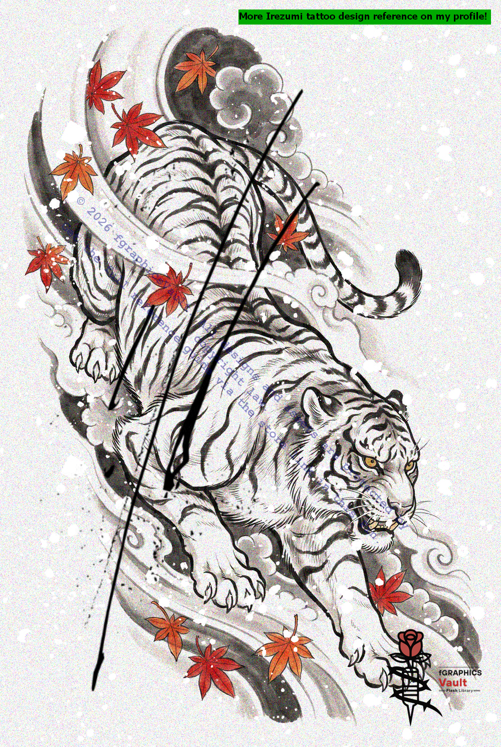 Professional Byakko irezumi reference bundle for artists and illustrators