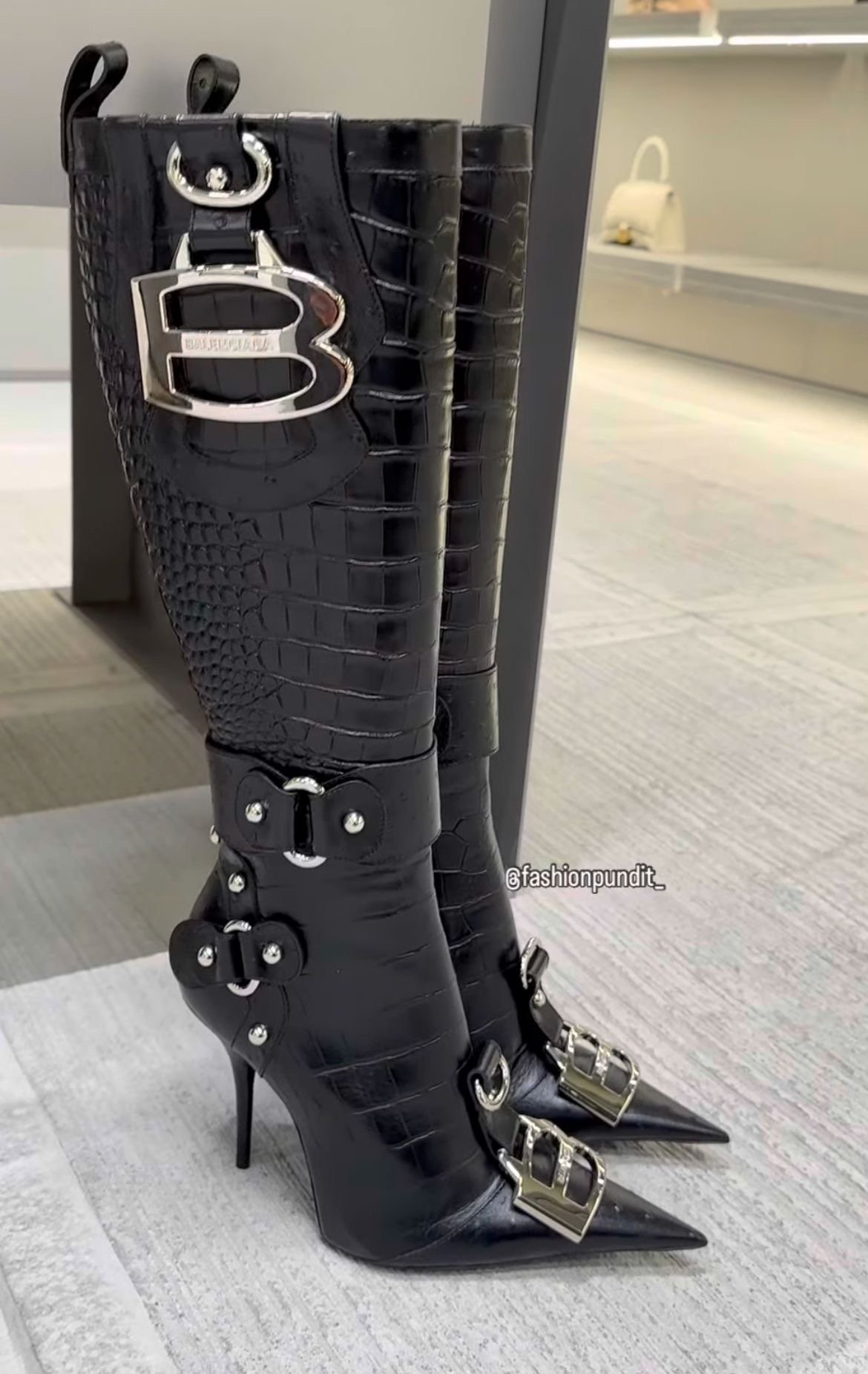 abstract heels: balenciaga essex crocodile texture boots