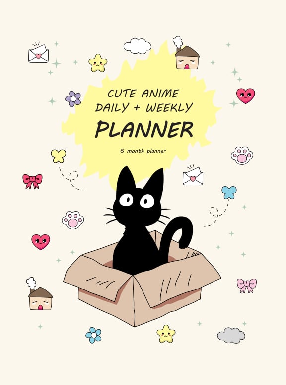 Cute Anime Daily and Weekly Planner front cover