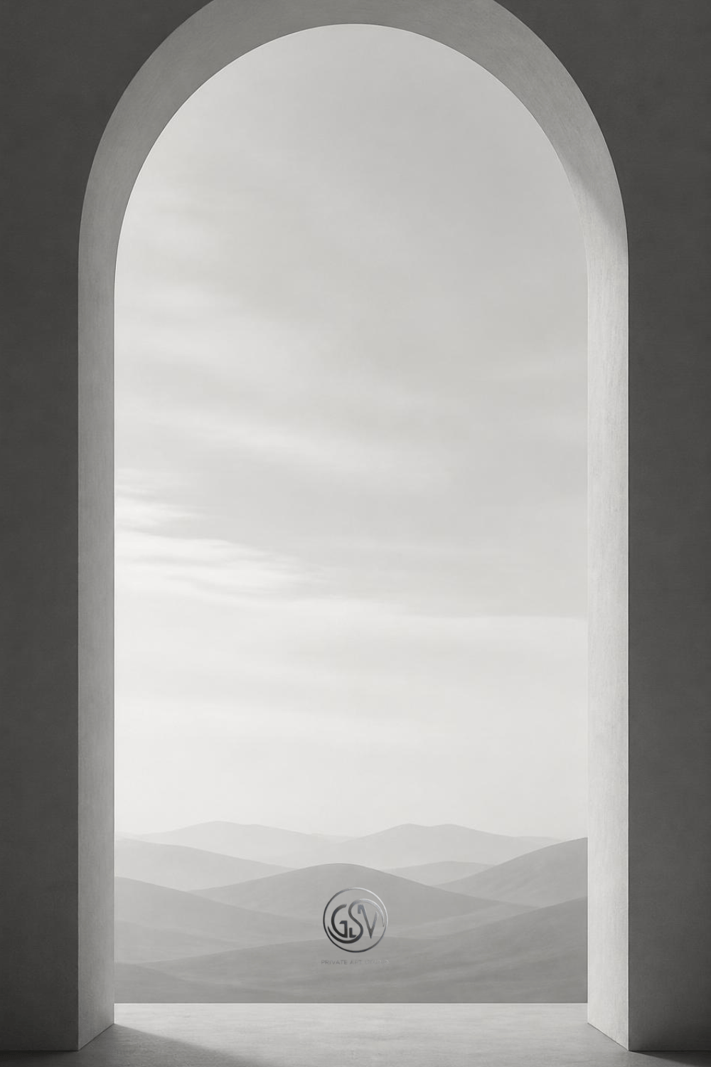 Vertical phone wallpaper featuring an arch silhouette against a dramatic purple and pink sunset sky