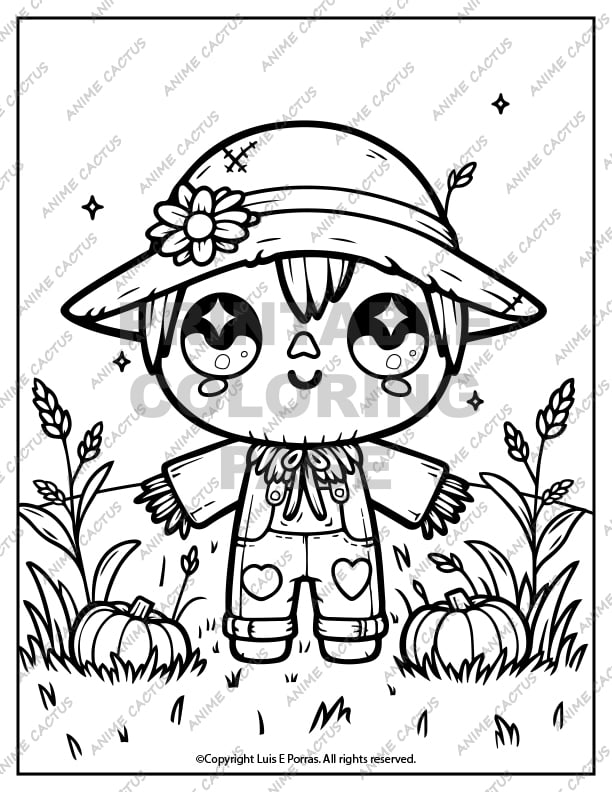 Halloween Scarecrow Coloring Page image