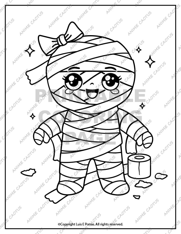 Toilet Paper Mummy Girl Coloring Page image