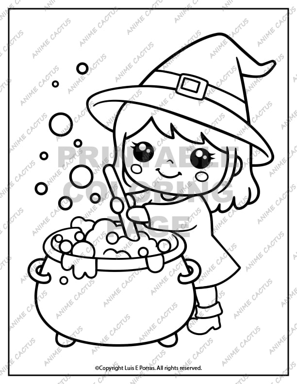 Midnight Witch Potion Coloring Page image