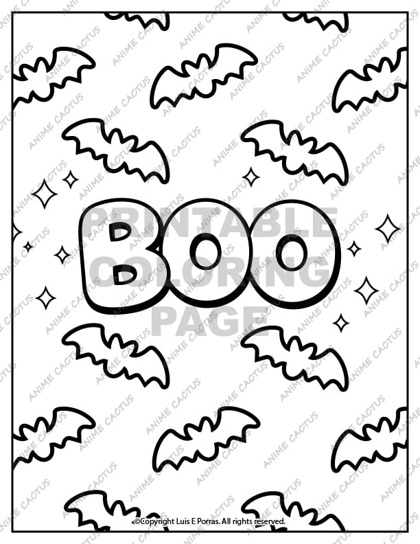 Boo and Bats Playful Coloring Page image