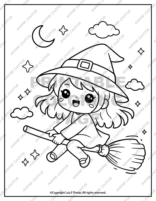 Witch Joy Ride Coloring Page image