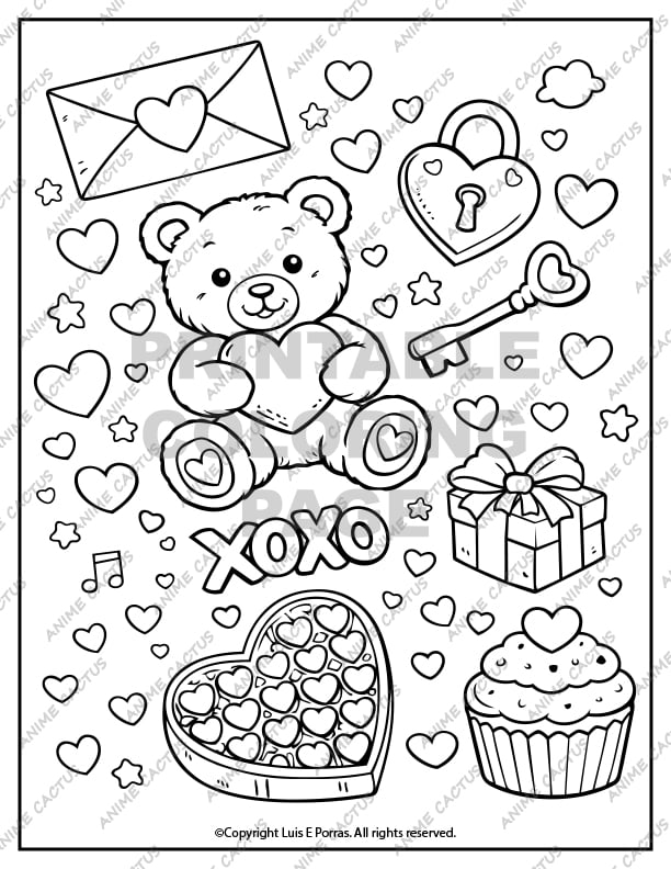 Cute Valentines Day Coloring Page 1 image