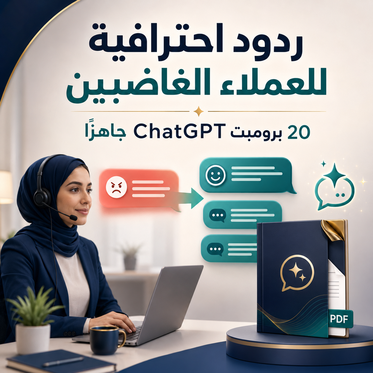 ردود احترافية للعملاء الغاضبين — 20 برومبت ChatGPT جاهزًا