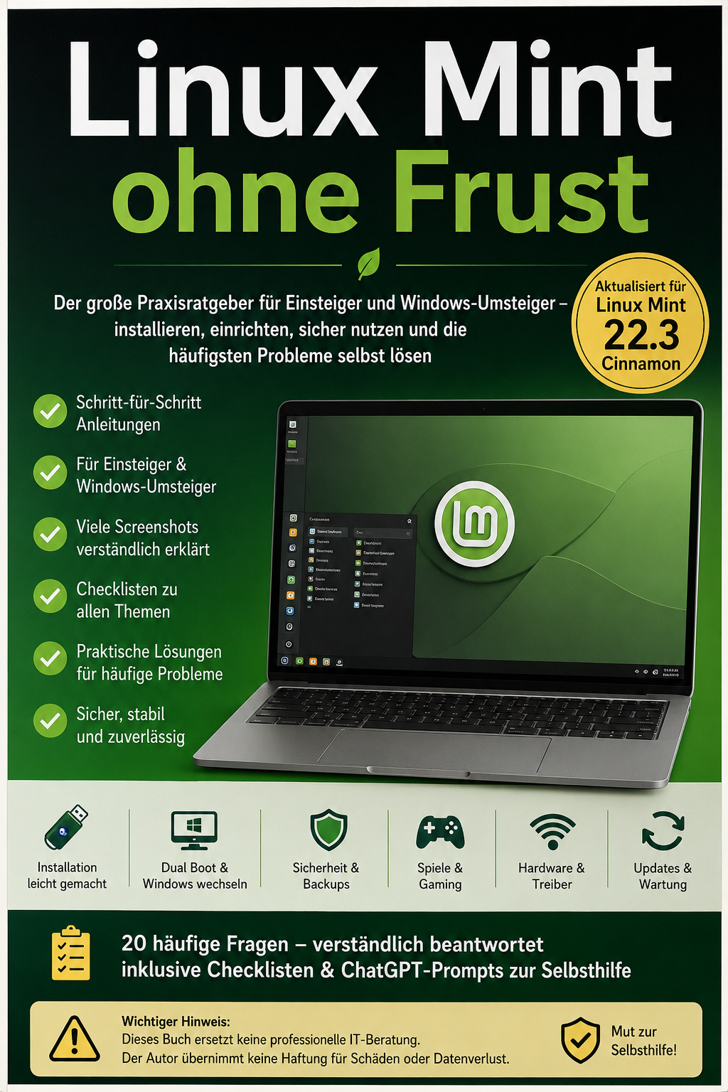 Cover von Linux Mint ohne Frust - Praxisratgeber für Einsteiger und Windows-Umsteiger