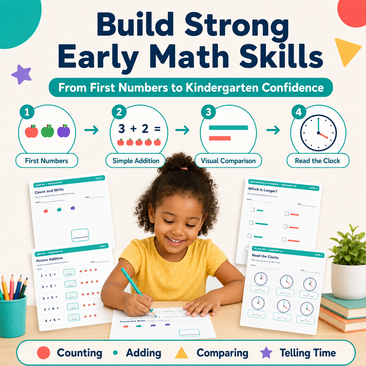 Kindergarten Math Mega Bundle ⭐ 200 Printable Worksheets for Ages 3–6