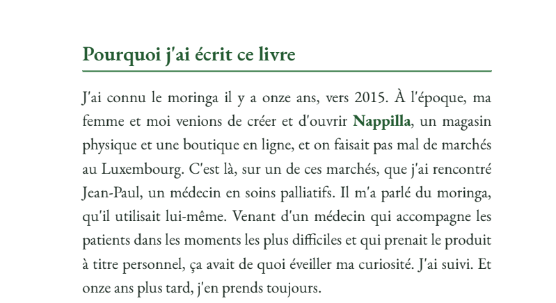 texte de premiere page de mon ebook sur le moringa
