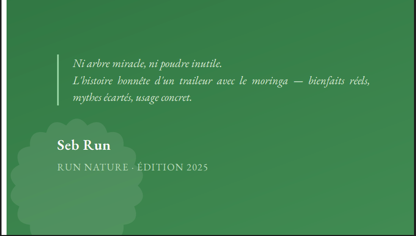 suite de la couverture de mon ebook - Guide pratique moringa