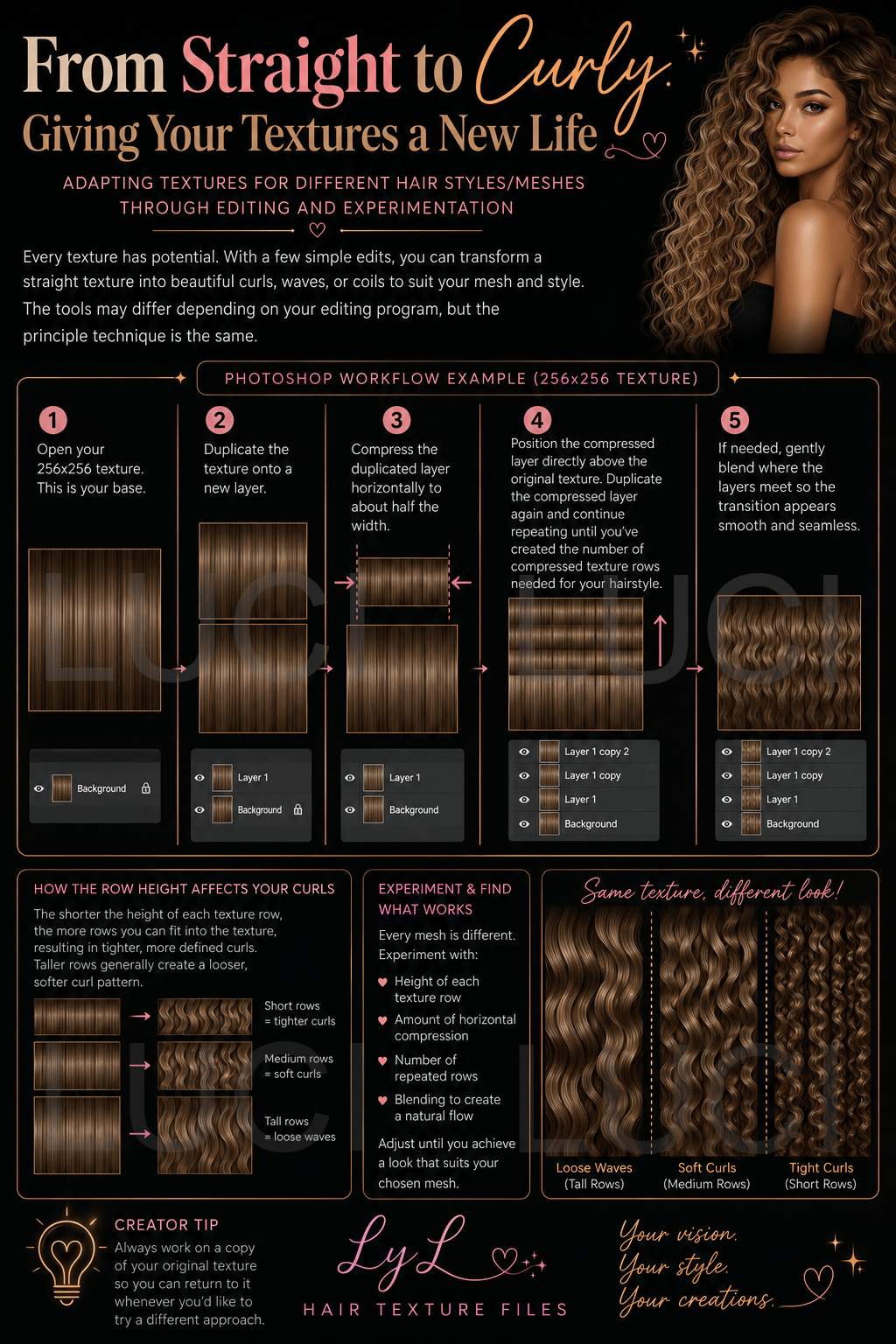 From Straight to Curly Hair Digital Hair Tutorial
