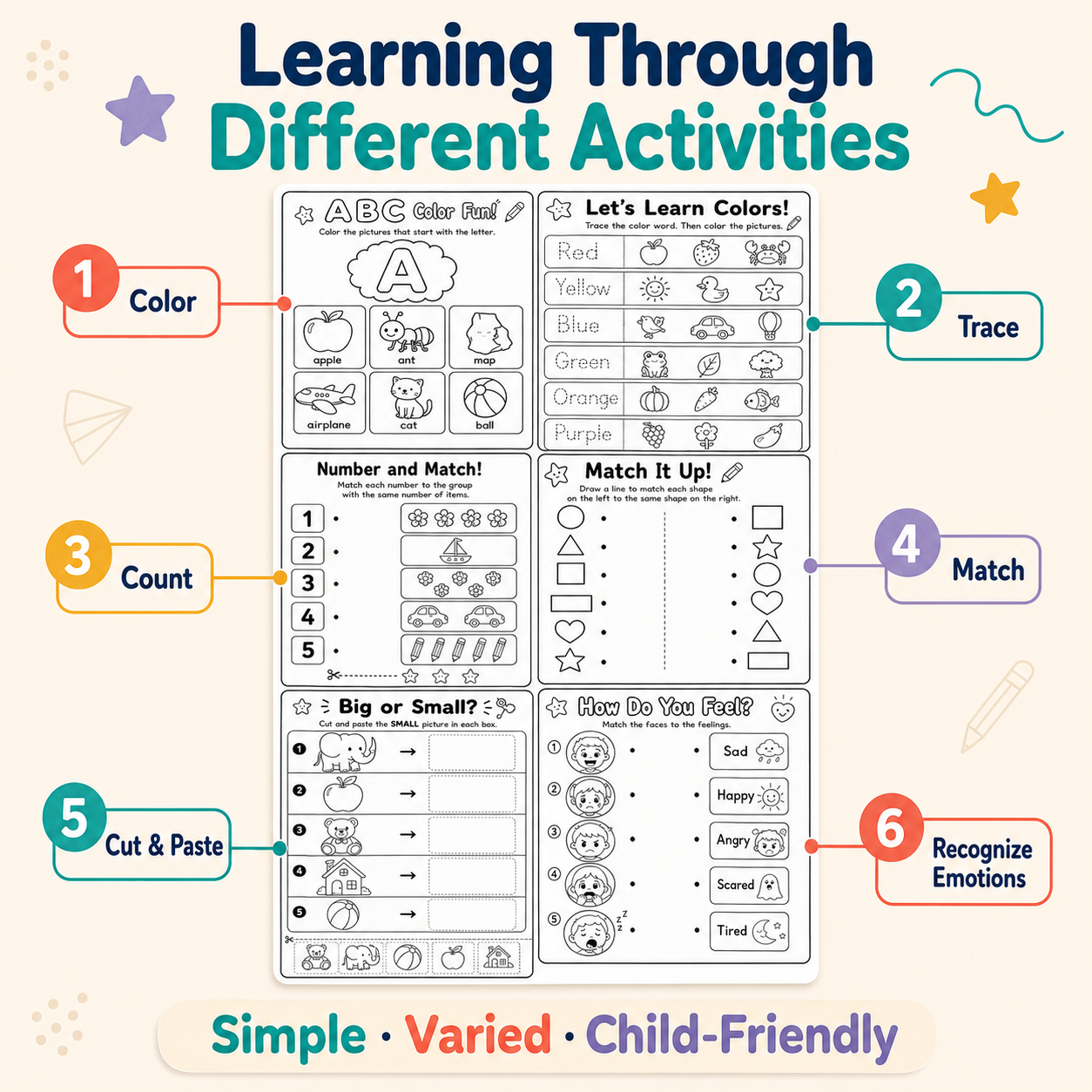 Complete Preschool Learning Bundle – 205 Printable Worksheets for Ages 3–6