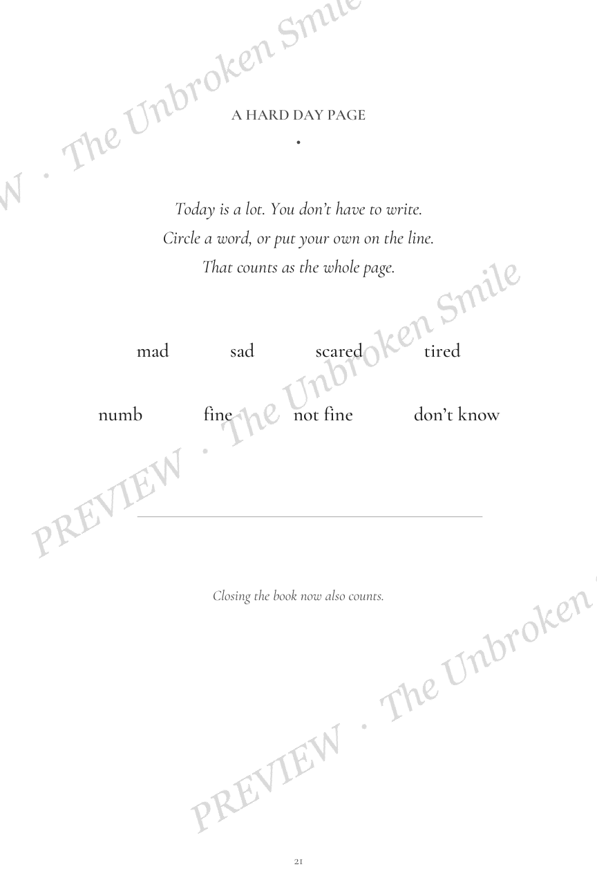 Watermarked Hard Day page preview offering a low-pressure way for kids to name difficult feelings.