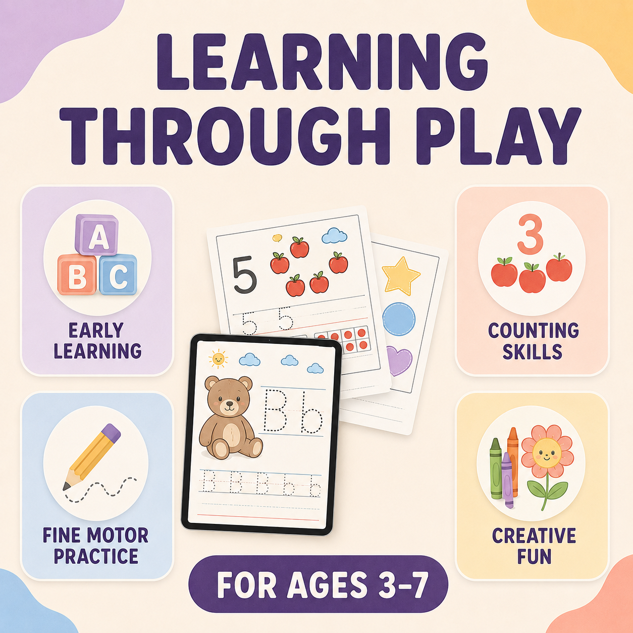 Preschool Mega Activity Bundle – 115 Learning, Counting, Coloring & Sticker Pages