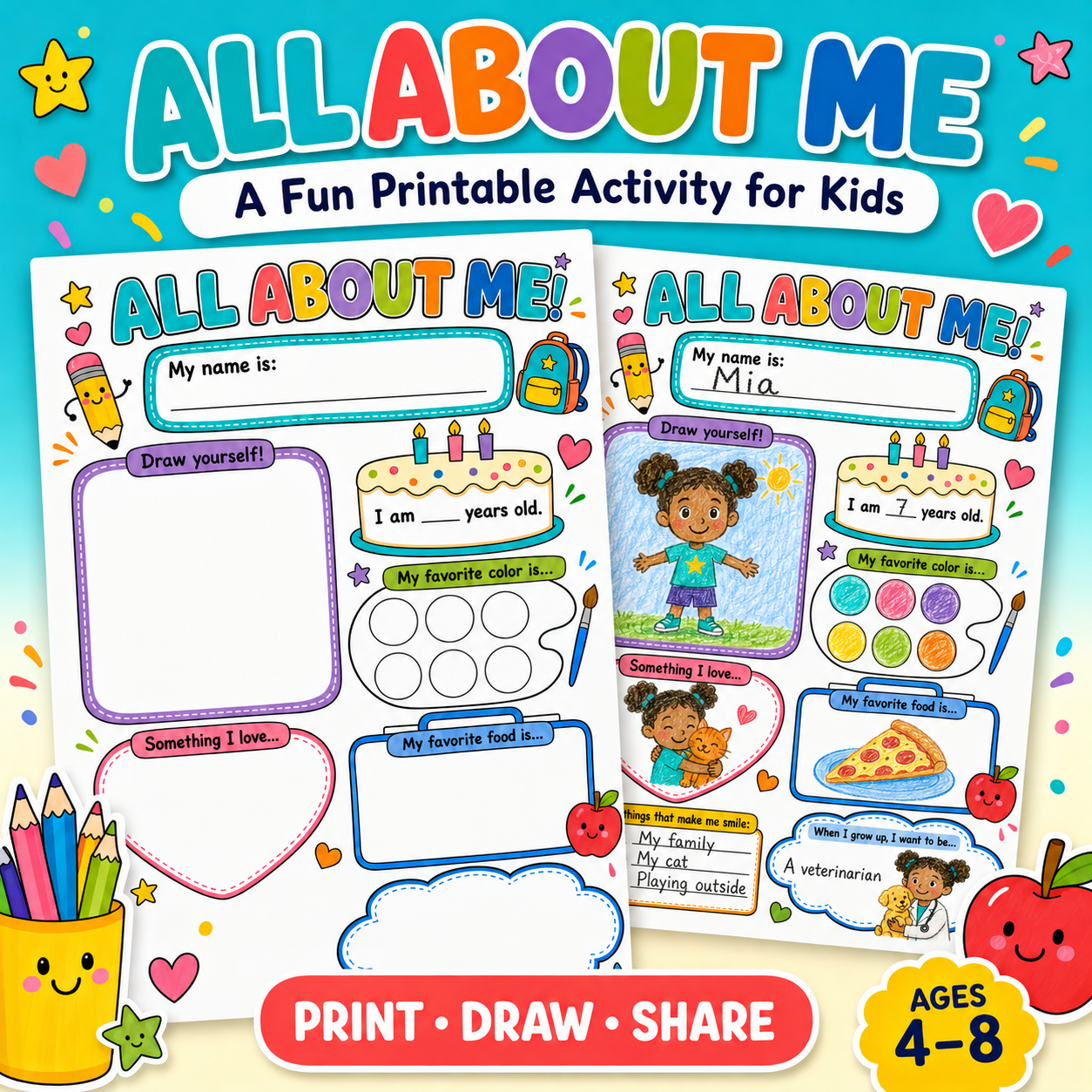 All About Me Printable Activity for Kids