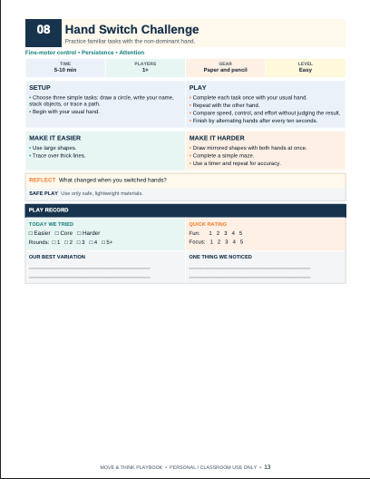 Printable focus and listening activity with step-by-step instructions