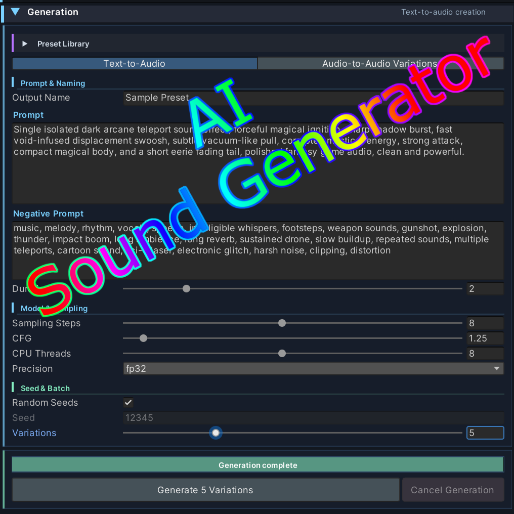 🎵 AI Sound Generator for Unity