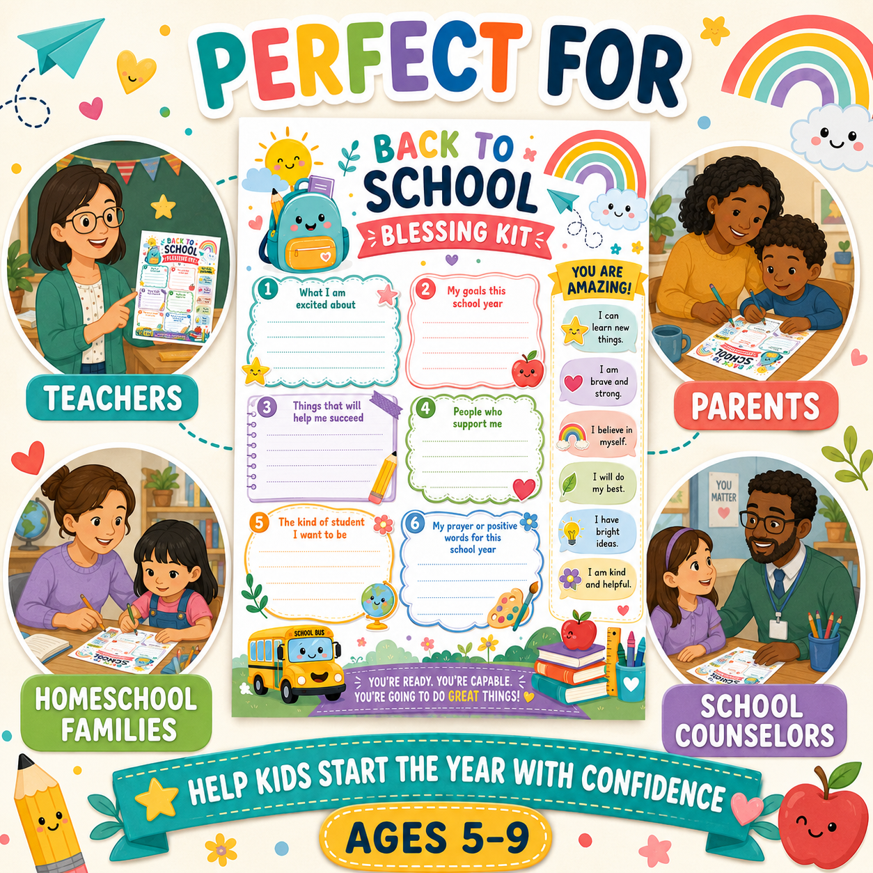 Back to School Blessing Kit – Positive Goal-Setting Printable for Kids
