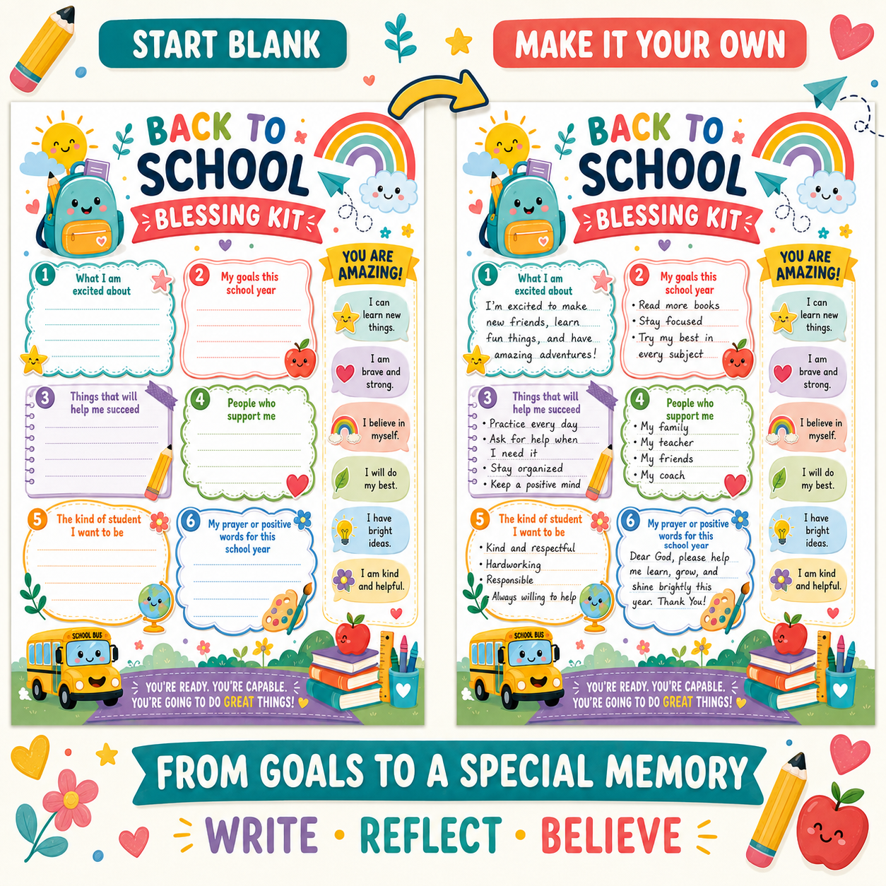 Back to School Blessing Kit – Positive Goal-Setting Printable for Kids