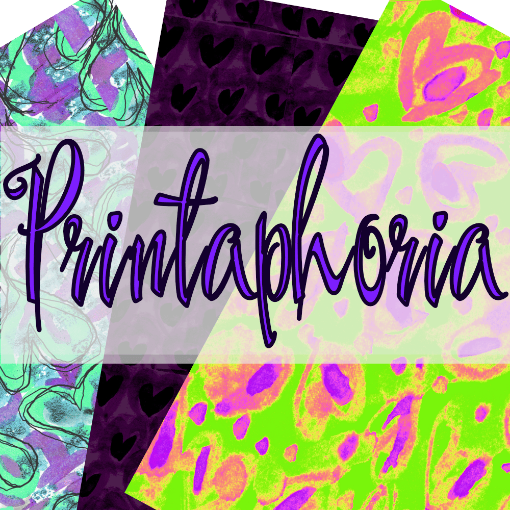 Three (3) printable paper designs with the shop name superimposed over them.
