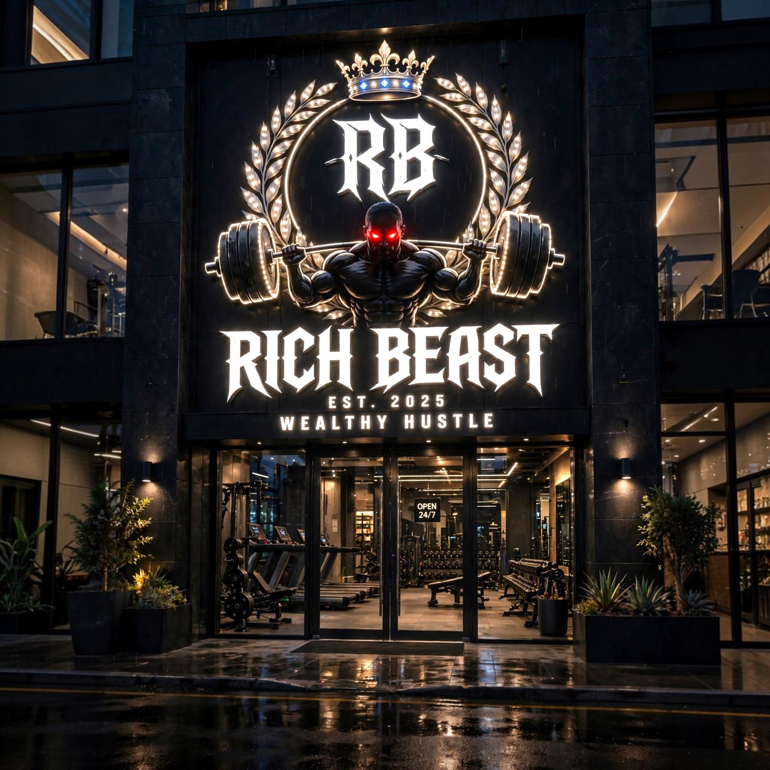 ​Rich Beast gym fitness logo mockup, motivational workout decal design by Zenith Decals