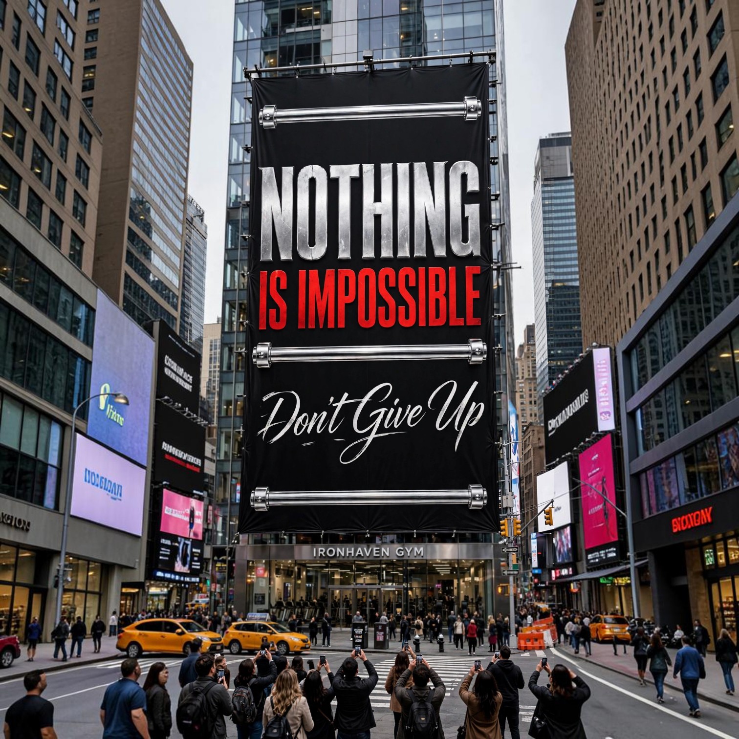 "Motivational quote billboard mockup, Nothing Is Impossible decal for laptop and wall by Zenith Decals"