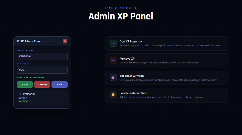 Roblox player XP system