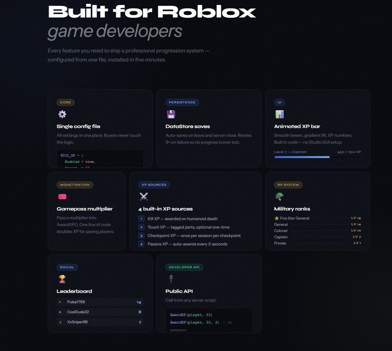 Roblox XP rank progression system