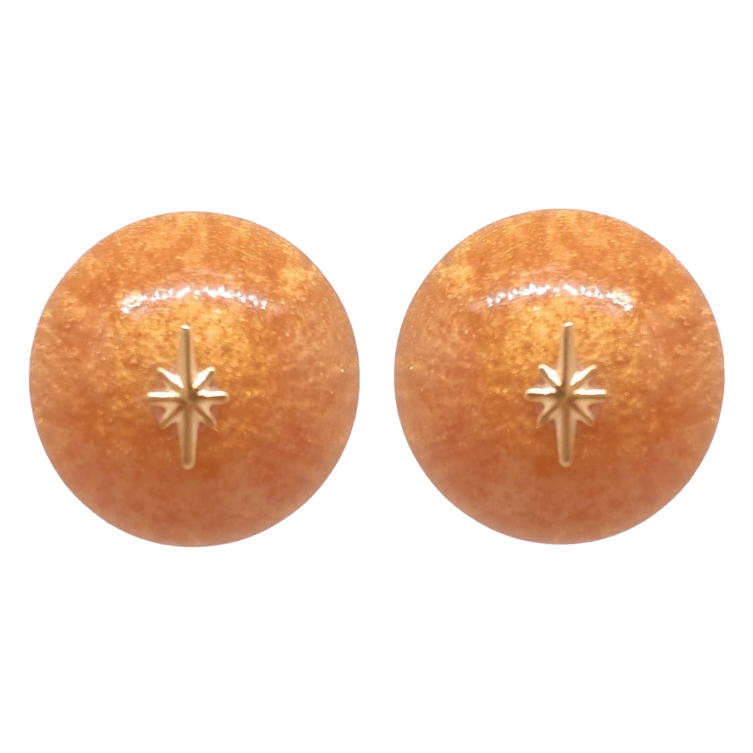 1950's Style Retro Vintage Earrings Gold Stud Starburst Atomic Cat