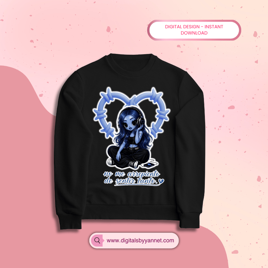 For the girls who love deeply, remember everything and feel it all. 💙 A dreamy nostalgic design made for custom shirts, sublimation, DTF projects and creative makers.