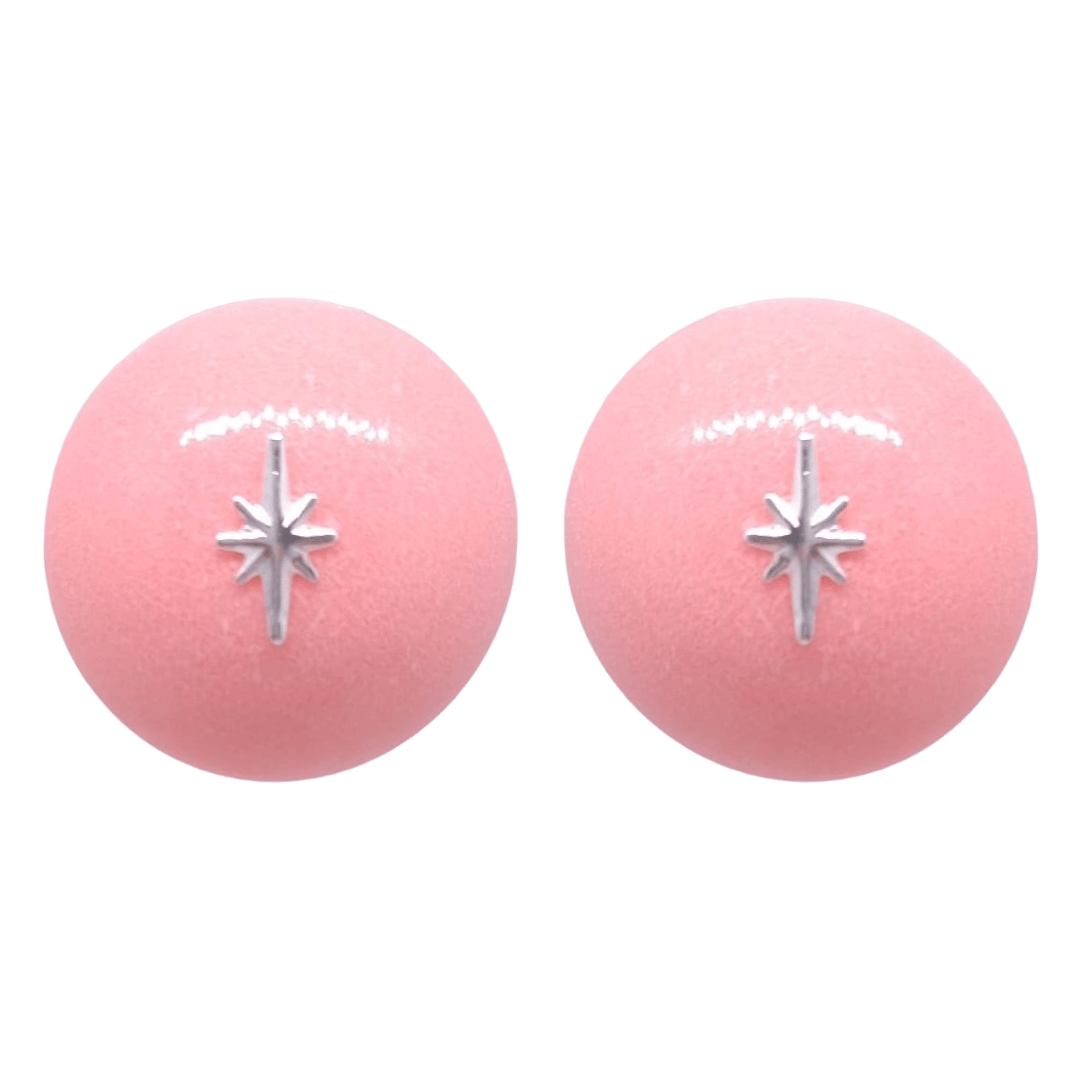 1950's Style Retro Vintage Earrings Pink Stud Starburst Atomic Cat