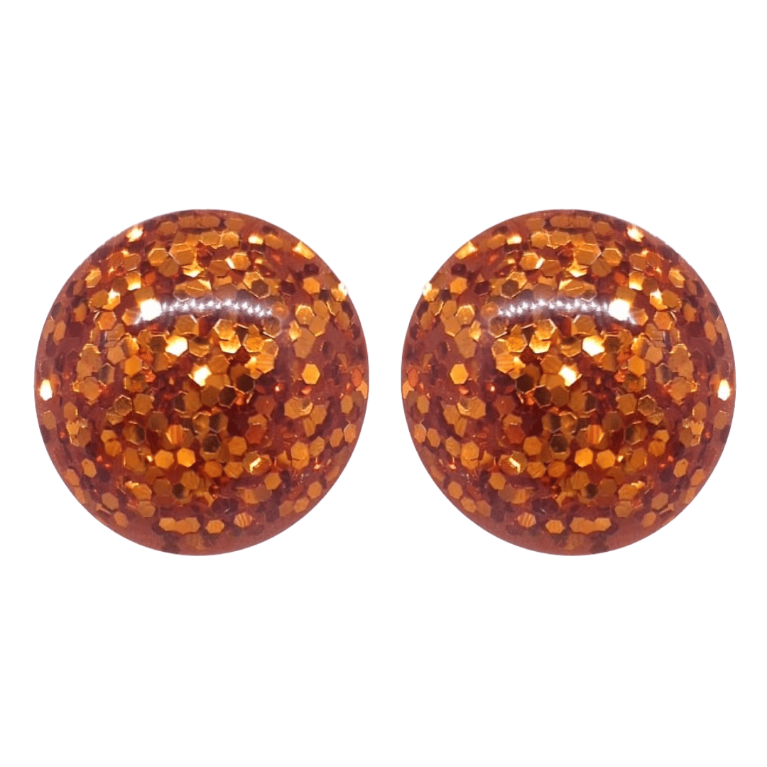 1950's Style Retro Vintage Earrings Burnt Orange Stud Glitter Atomic Cat