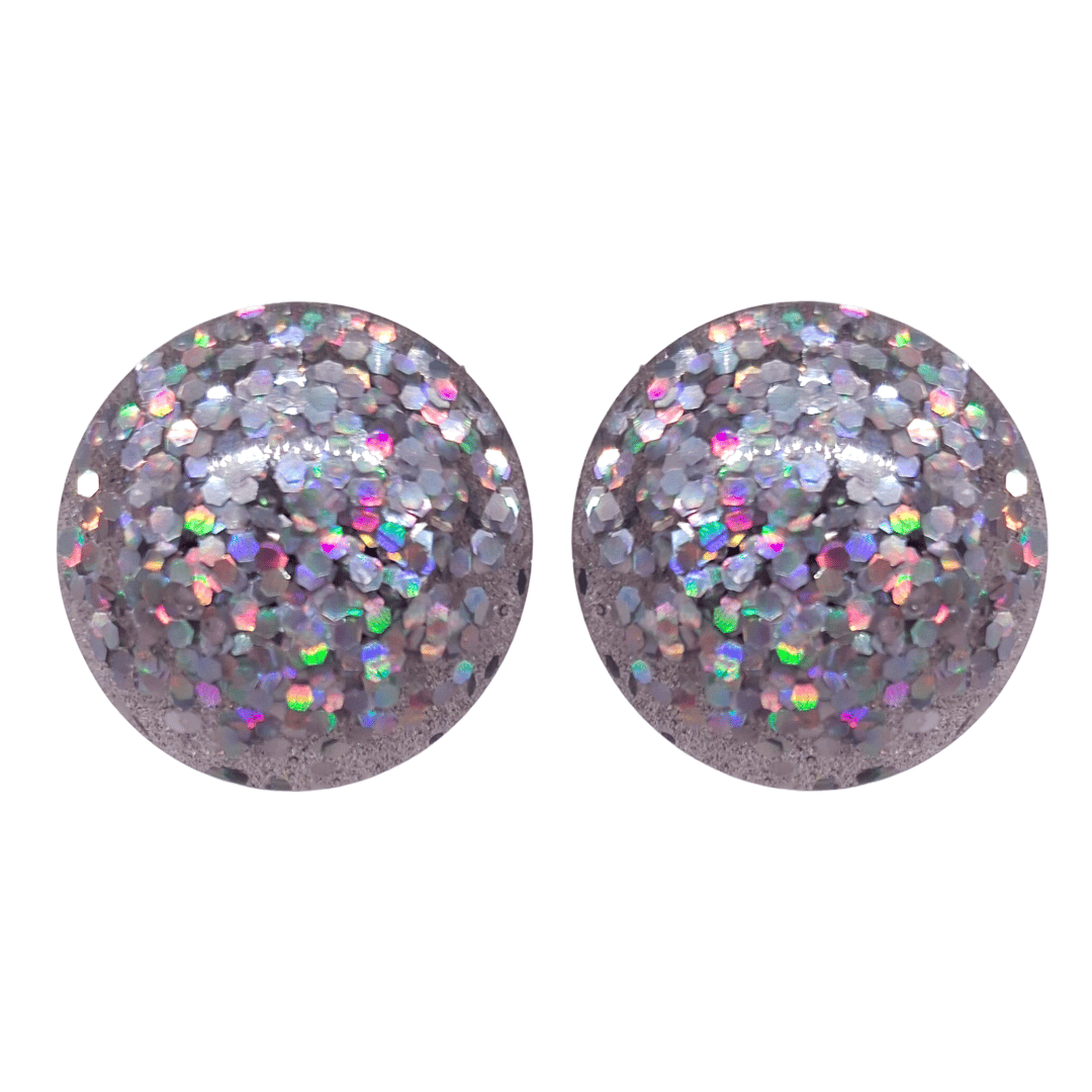 1950's Style Retro Vintage Earrings Silver Stud Glitter Atomic Cat