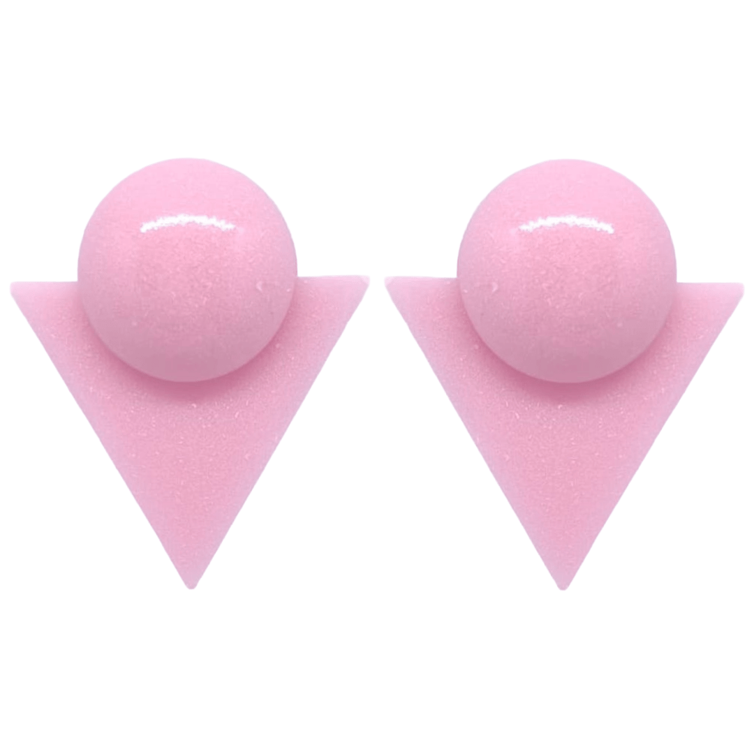 1980's Style Retro Pink Earrings Geometric Triangle Atomic Cat