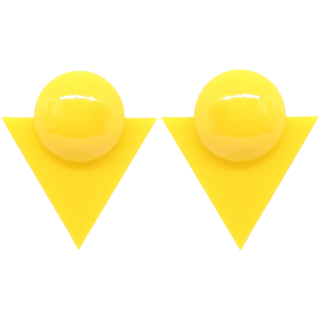 1980's Style Retro Yellow Earrings Geometric Triangle Atomic Cat