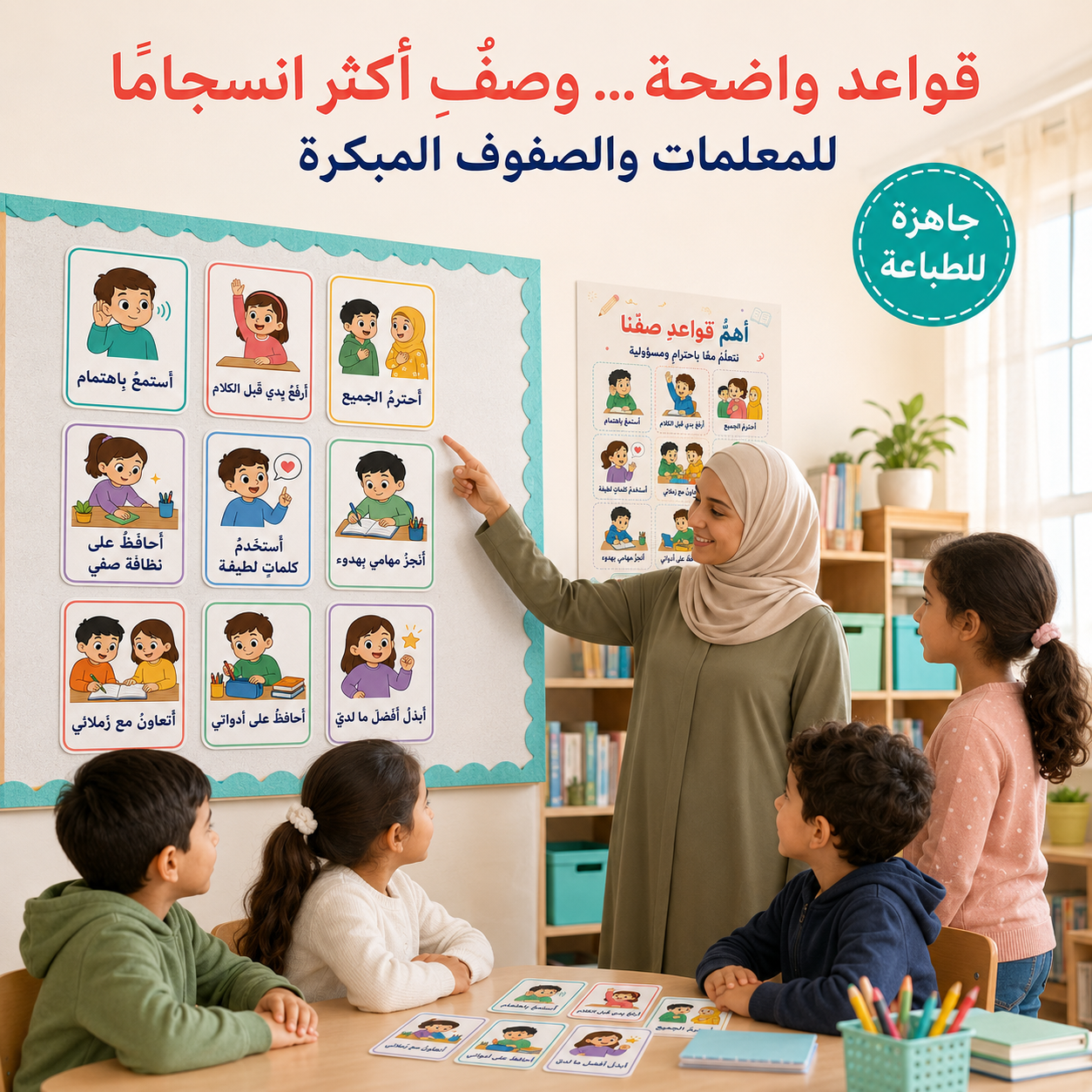 بطاقات قواعد صفّنا – ٥٤ بطاقة جاهزة للطباعة
