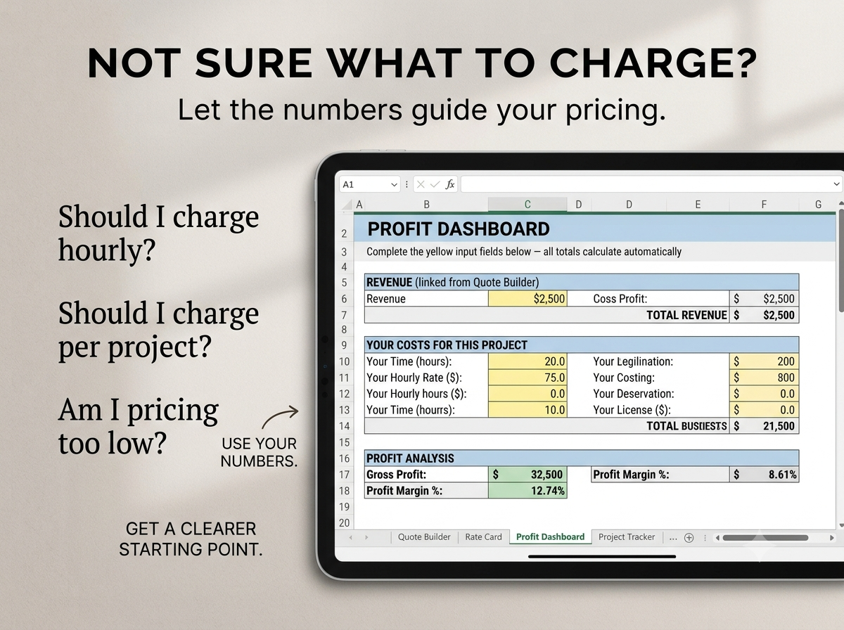 Freelance pricing calculator overview for choosing an hourly or project rate and avoiding underpricing