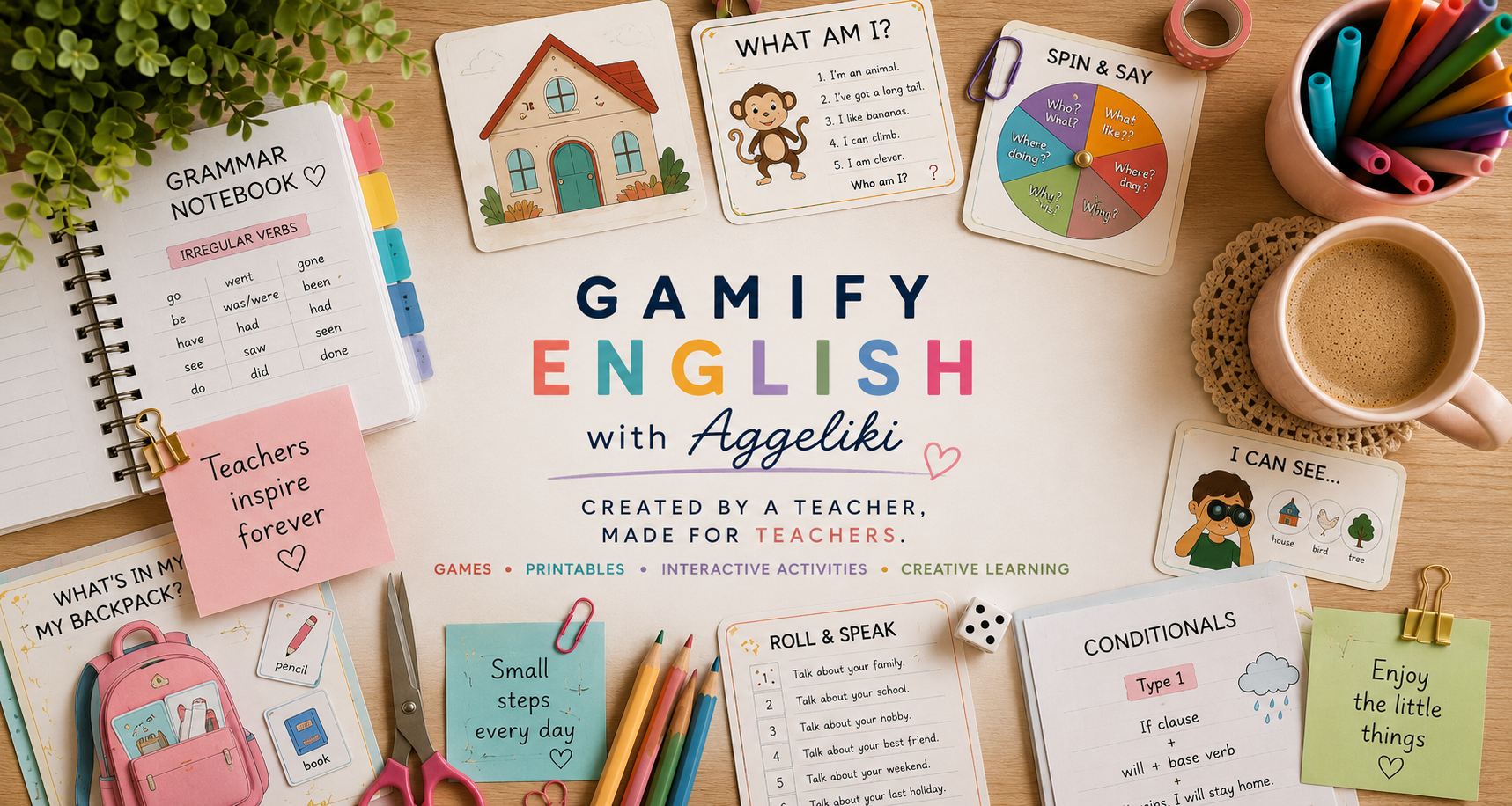 Gamify English with Aggeliki – creative English teaching resources, games, printables and interactive classroom activities.