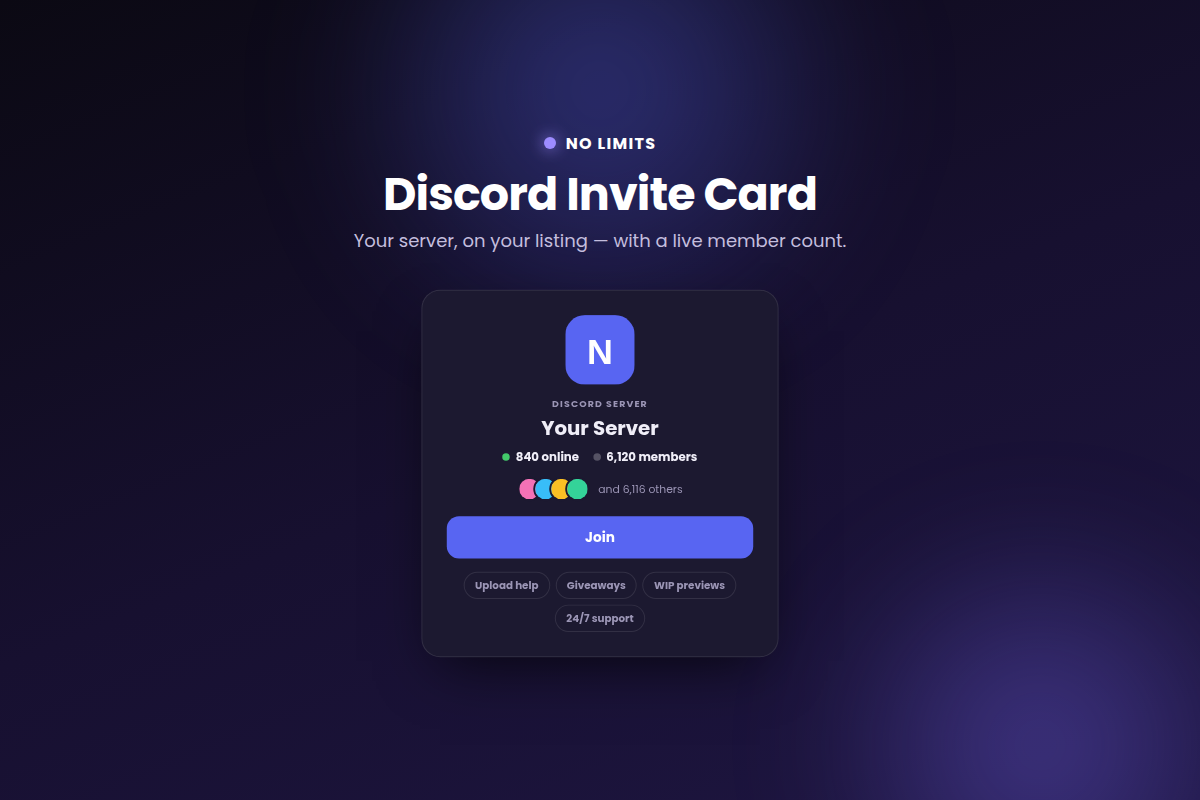 NO LIMITS — Discord Invite Card