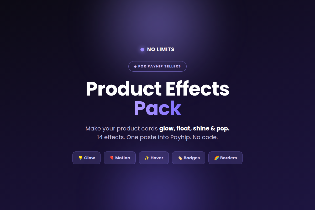 NO LIMITS — Product Effects Pack